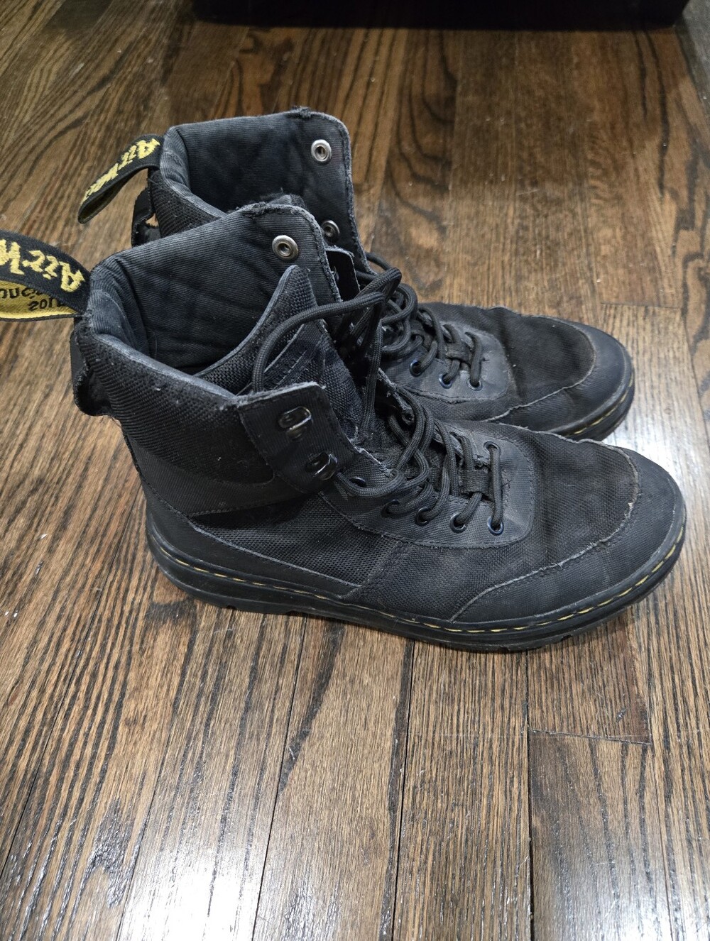 Dr. Martens Combs  Black Nylon Combat Boots  Lace Up Womens 9, Mens 8